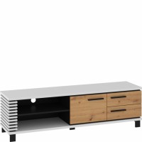Tv galdiņš LAMIR 1D2S, Balts/Ozols artisan/Melns